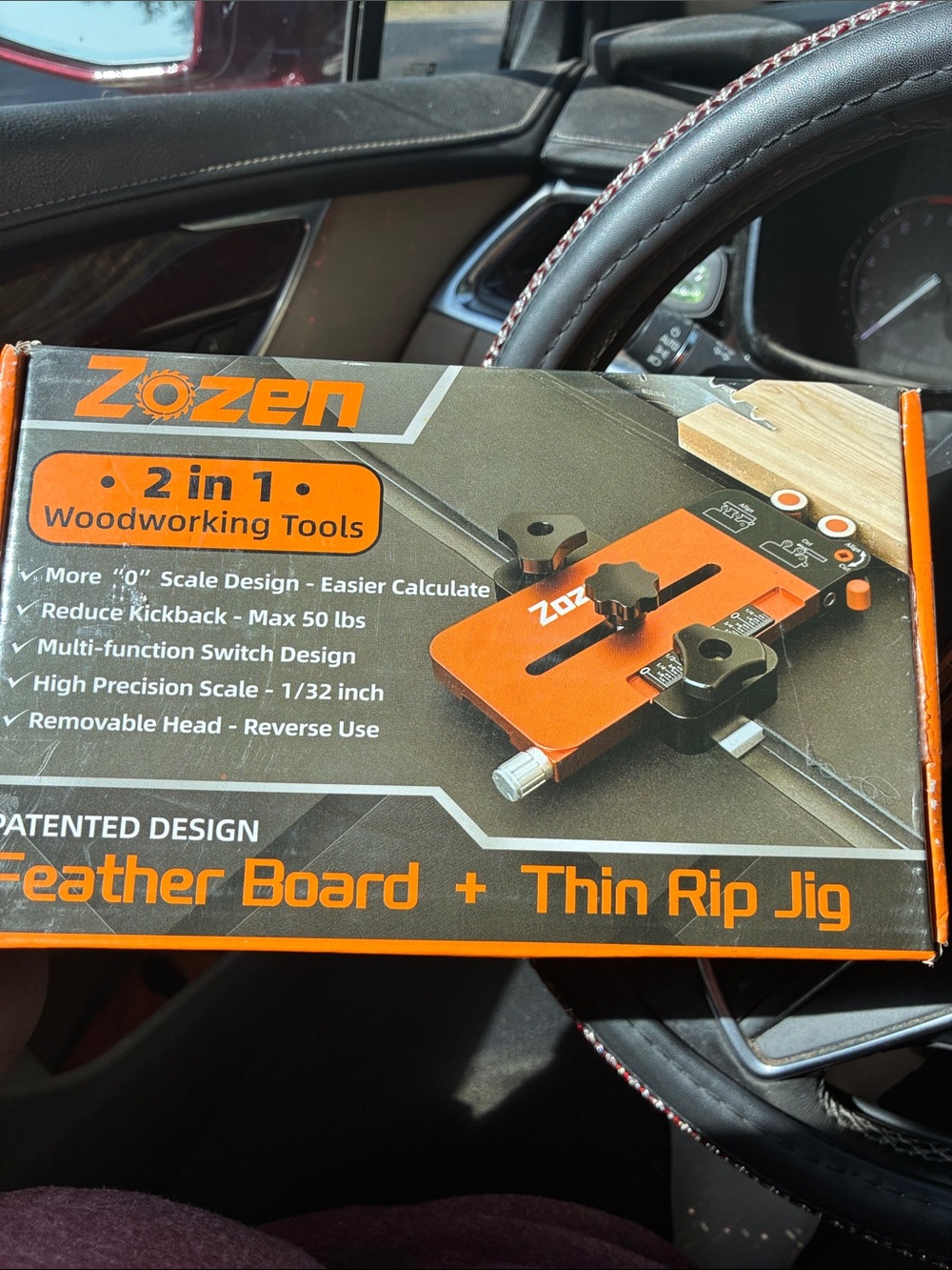 2-in-1 Orange Feather Board + Thin Rip Jig - Woodworking Accessory